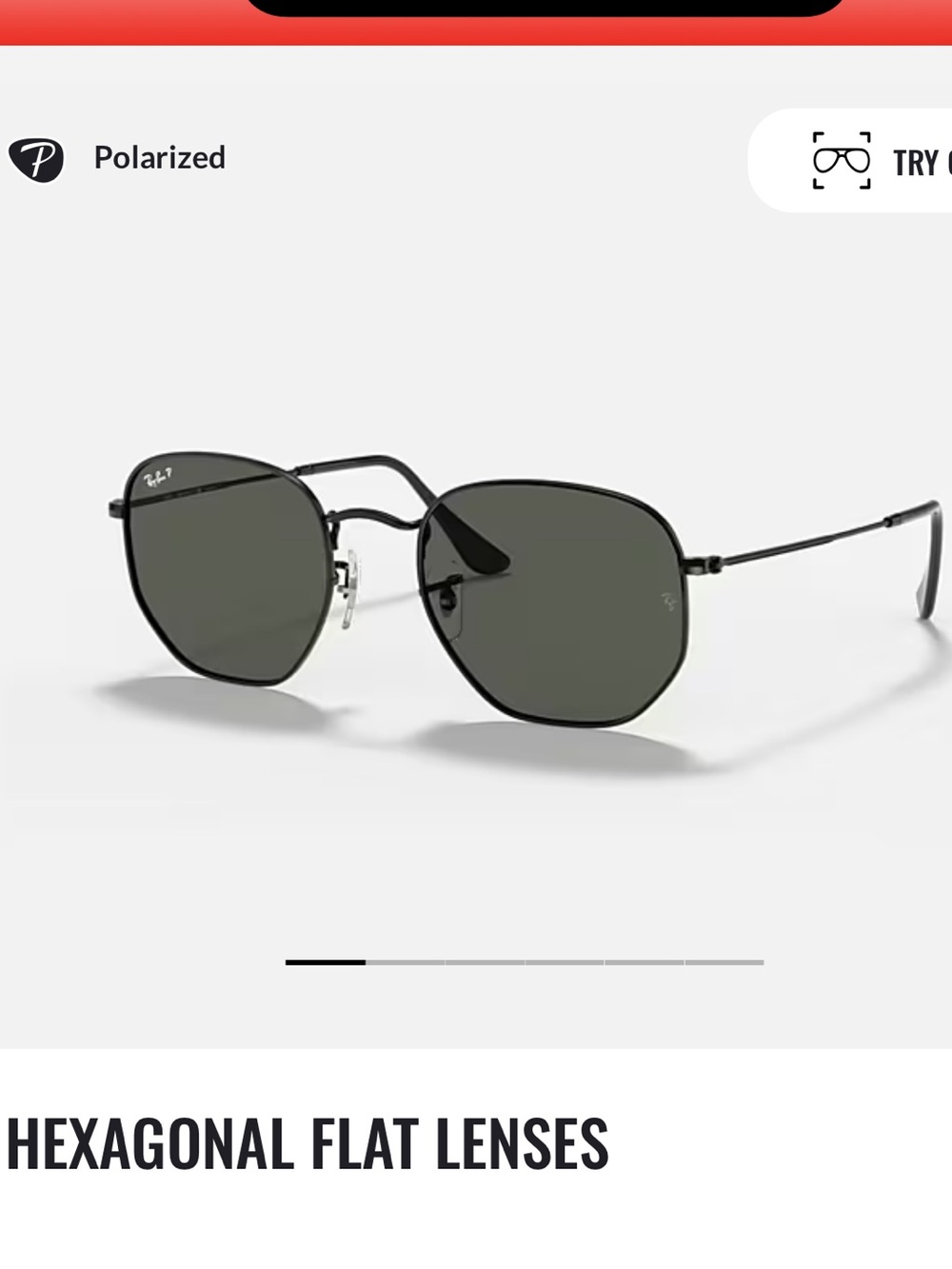 Ray-Ban Hexagonal Black Frame Sunglasses with Dark Green Lenses